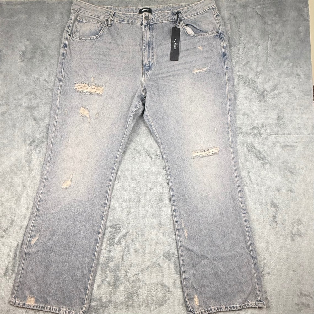 Nova Men Distressed Straight Leg Jeans Light Wash Blue Size 42 ZDF01DS20057